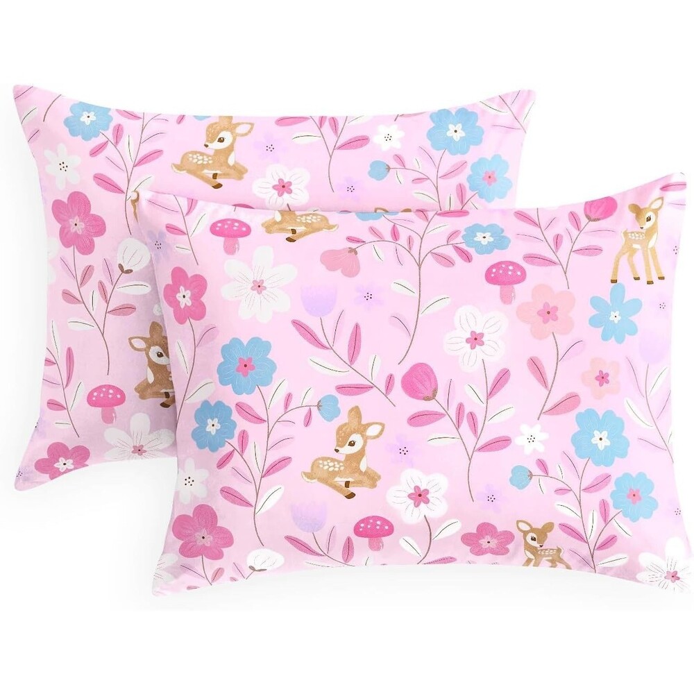 Wake In Cloud Botanical Floral Pillow Shams Set 2 Pink Standard Pillowcases